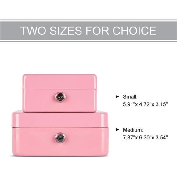 Medium Cash Box with Money Tray,Small Safe Lock Box with Key,Cash Drawer - Picture 7 of 7